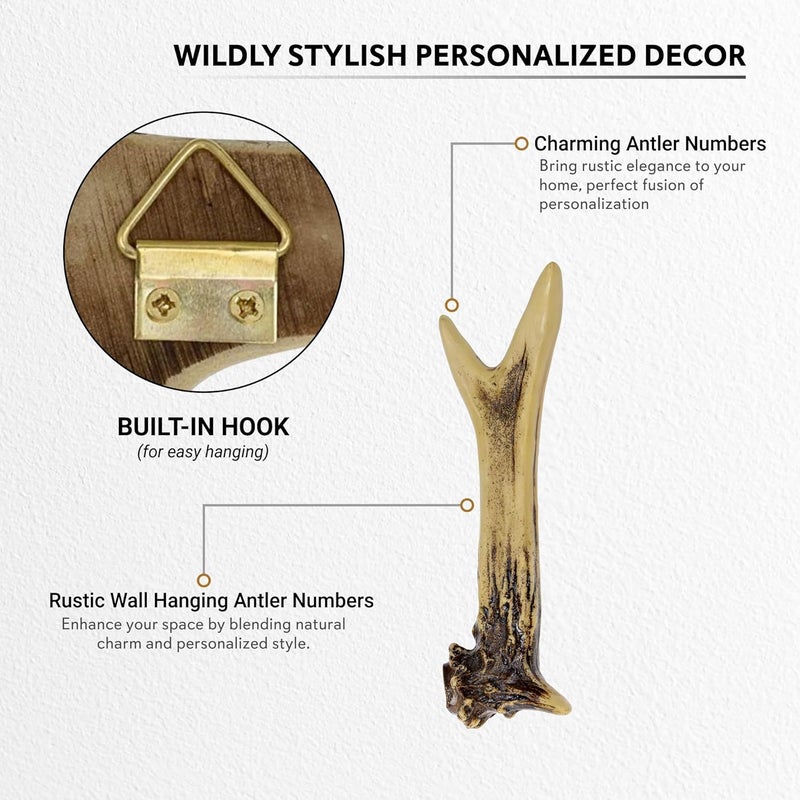 Pine Ridge Personalized Name Art 6" Antler Number 1" Home Decor - 3D Western Decorative Hanging Wall Letters, Numbers, and Symbols Decorations Deer Antler Monogram Hunting Sign Design - Image 3